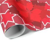 ポインセチア星模様の赤いクリスマス家族の写真 ラッピングペーパー (ロールコーナー)