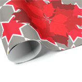 ポインセチア星模様の赤いクリスマス家族の写真 ラッピングペーパー (ロールコーナー)