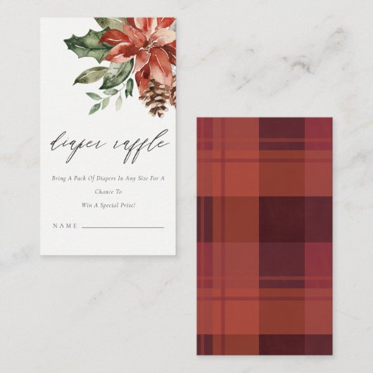 ポインセチア松コーンおむつラッフルベビーシャワー エンクロージャーカード (正面/裏面)