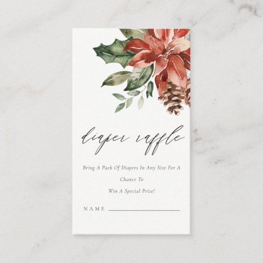 ポインセチア松コーンおむつラッフルベビーシャワー エンクロージャーカード (正面)