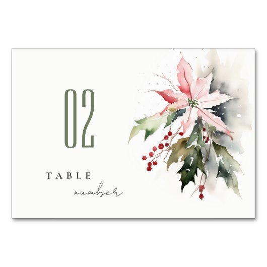 ポインセチア果実の葉の水の色結婚の テーブルナンバー (正面)