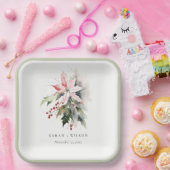 ポインセチア果実の葉の水の色結婚の ペーパープレート (パーティー)