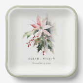 ポインセチア果実の葉の水の色結婚の ペーパープレート (正面)