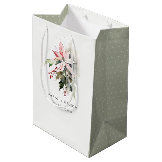 ポインセチア果実の葉の水の色結婚の ミディアムペーパーバッグ (裏面アングル)