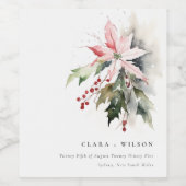 ポインセチア果実の葉の水の色結婚の ワインラベル (シングルラベル)