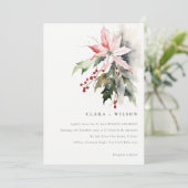 ポインセチア果実の葉の水の色結婚の 招待状 (スタンド正面)