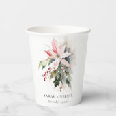 ポインセチア果実の葉の水の色結婚の 紙コップ (裏面)