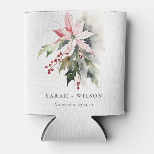 ポインセチア果実の葉の水の色結婚の 缶クーラー (正面)