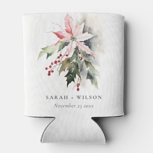 ポインセチア果実の葉の水の色結婚の 缶クーラー (裏面)