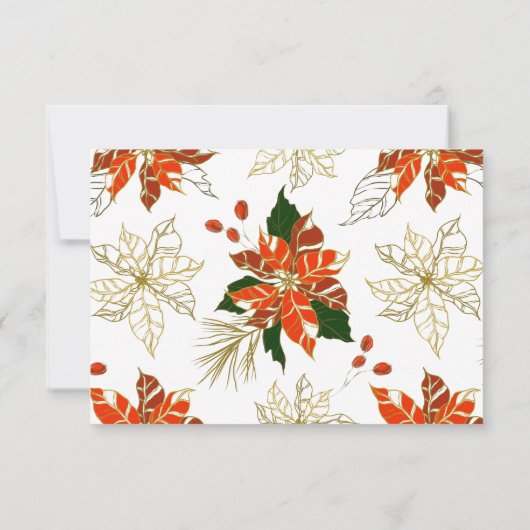 ポインセチア柑橘類金ゴールドウィンターウェディングRSVP 出欠カード (裏面)