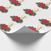 ポインセチア植物付きヴィンテージクリスマスキャンドル ラッピングペーパー (角)