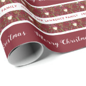 ポインセチア植物学パーソナライズされたメリークリスマス ラッピングペーパー (ロールコーナー)