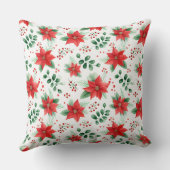 ポインセチア植物小水彩模様 クッション (裏面)