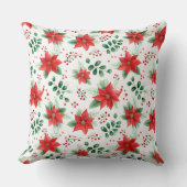ポインセチア植物小水彩模様 クッション (正面)