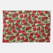 ポインセチア模様クリスマス キッチンタオル (横)