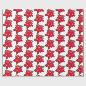 ポインセチア模様 ラッピングペーパー (フラット)