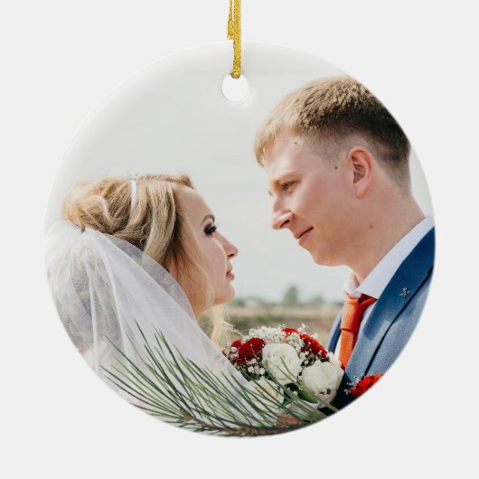 ポインセチア氏そしてミセス |最初の結婚したクリスマス セラミックオーナメント (裏面)