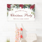 ポインセチア水の色ウェルカムクリスマスホリデー 横断幕 (インサイチュ)
