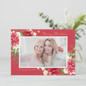 ポインセチア水彩フローラ赤写真 シーズンカード (スタンド正面)