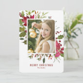 ポインセチア水色クリスマスカード シーズンカード (スタンド正面)