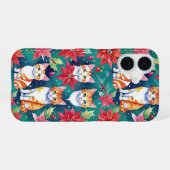 ポインセチア猫のクリスマスタブビー iPhone 16ケース (裏面横)