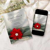 ポインセチア真珠オングリーンウィンター婚約パーティ 招待状