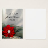 ポインセチア真珠グリーンウィンターウェディングメッセージカード (正面&裏面)