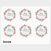 ポインセチア紅葉レッドグリーンクリスマスリース スクエアシール (シート)