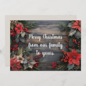 ポインセチア素朴付きクリスマスグリーティングカード シーズンカード (正面/裏面)