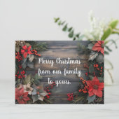 ポインセチア素朴付きクリスマスグリーティングカード シーズンカード (スタンド正面)