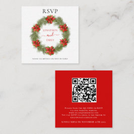 ポインセチア結婚クリスマスQRコードRSVP エンクロージャーカード