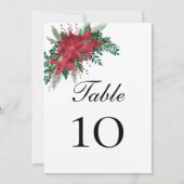 ポインセチア結婚ス結婚クリスマスのテーブルカード (裏面)