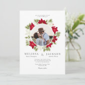 ポインセチア結婚フラワー 招待状 (スタンド正面)