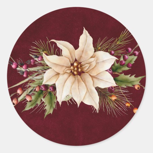 ポインセチア結婚&ベリー ラウンドシール (正面)