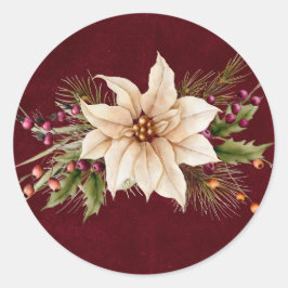 ポインセチア結婚&ベリー ラウンドシール