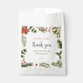 ポインセチア緑のフローラ冬の結婚式 フェイバーバッグ (正面)