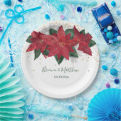 ポインセチア緑の結婚クリスマス ペーパープレート (パーティー)