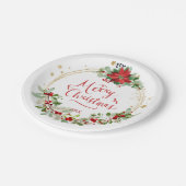 ポインセチア緑の葉レッドベリークリスマス ペーパープレート (アングル)