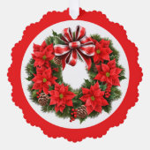 ポインセチア署名とクリスマスグリーティングの追加 オーナメントカード (正面)