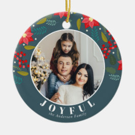 ポインセチア花のパターン写真うれしそうな休日 セラミックオーナメント