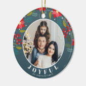 ポインセチア花のパターン写真うれしそうな休日 セラミックオーナメント (左)