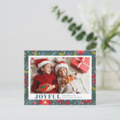 ポインセチア花のパターン喜ばしい写真クリスマス シーズンポストカード (スタンド正面)