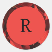 ポインセチア花びらフレームモノグラム封筒用シール ラウンドシール (正面)