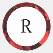 ポインセチア花びらフレームモノグラム封筒用シール ラウンドシール (正面)