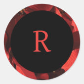 ポインセチア花びらフレームモノグラム封筒用シール ラウンドシール (正面)