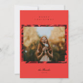 ポインセチア花びらフレーム2 Photo Christmas Card シーズンカード (正面)