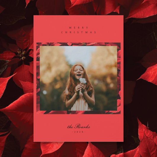 ポインセチア花びらフレーム2 Photo Christmas Card シーズンカード