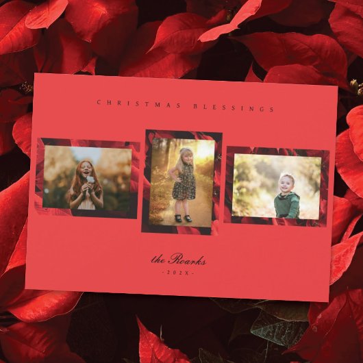 ポインセチア花びらフレーム3 Photo Christmas Card シーズンカード