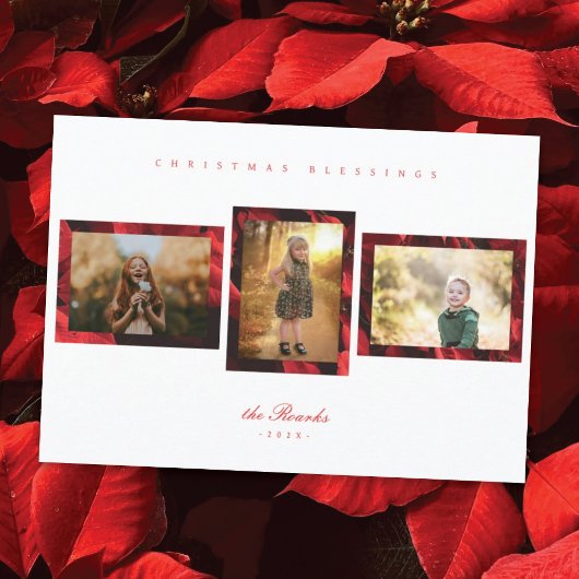 ポインセチア花びらフレーム3 Photo Christmas Card シーズンカード