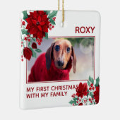 ポインセチア花アイビー葉ズクリスマスペット写真 セラミックオーナメント (右)